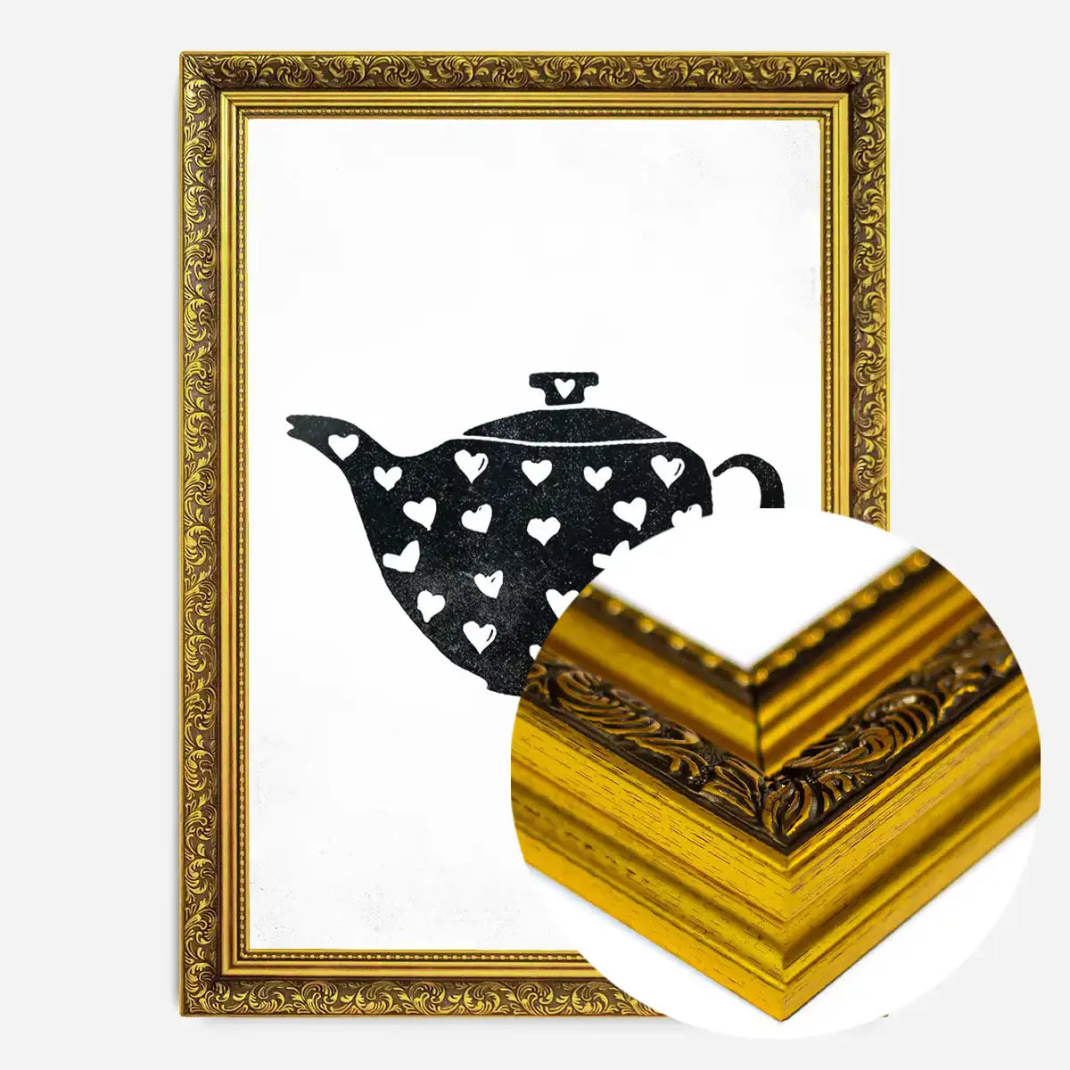 Teapot Silhouette Hearts Print