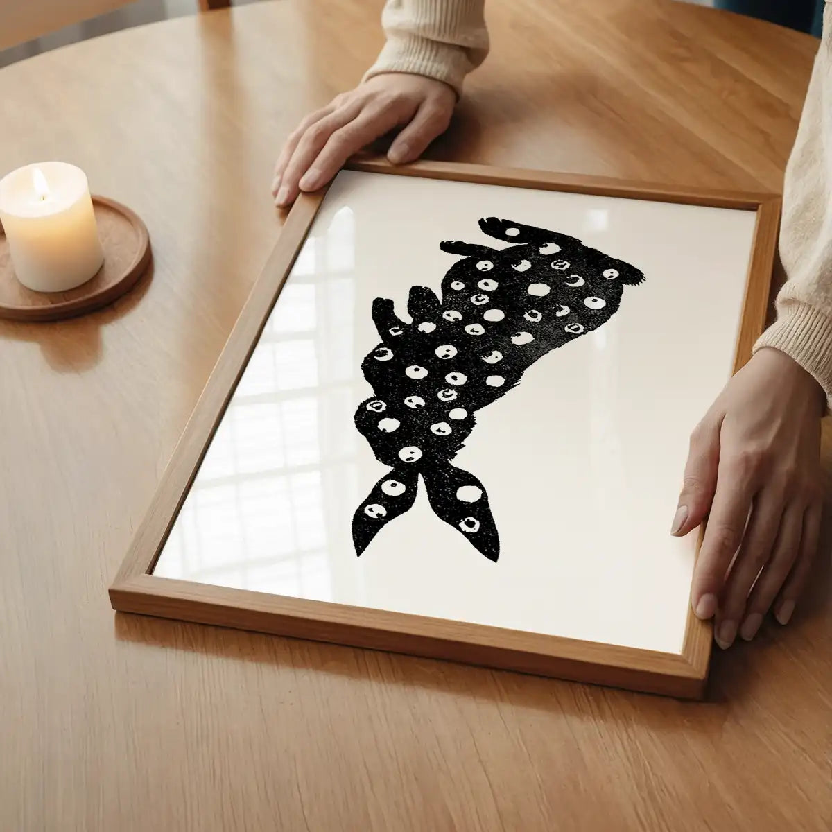 Bunny Rabbit Silhouette Polkadot Print