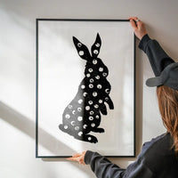 Bunny Rabbit Silhouette Polkadot Print