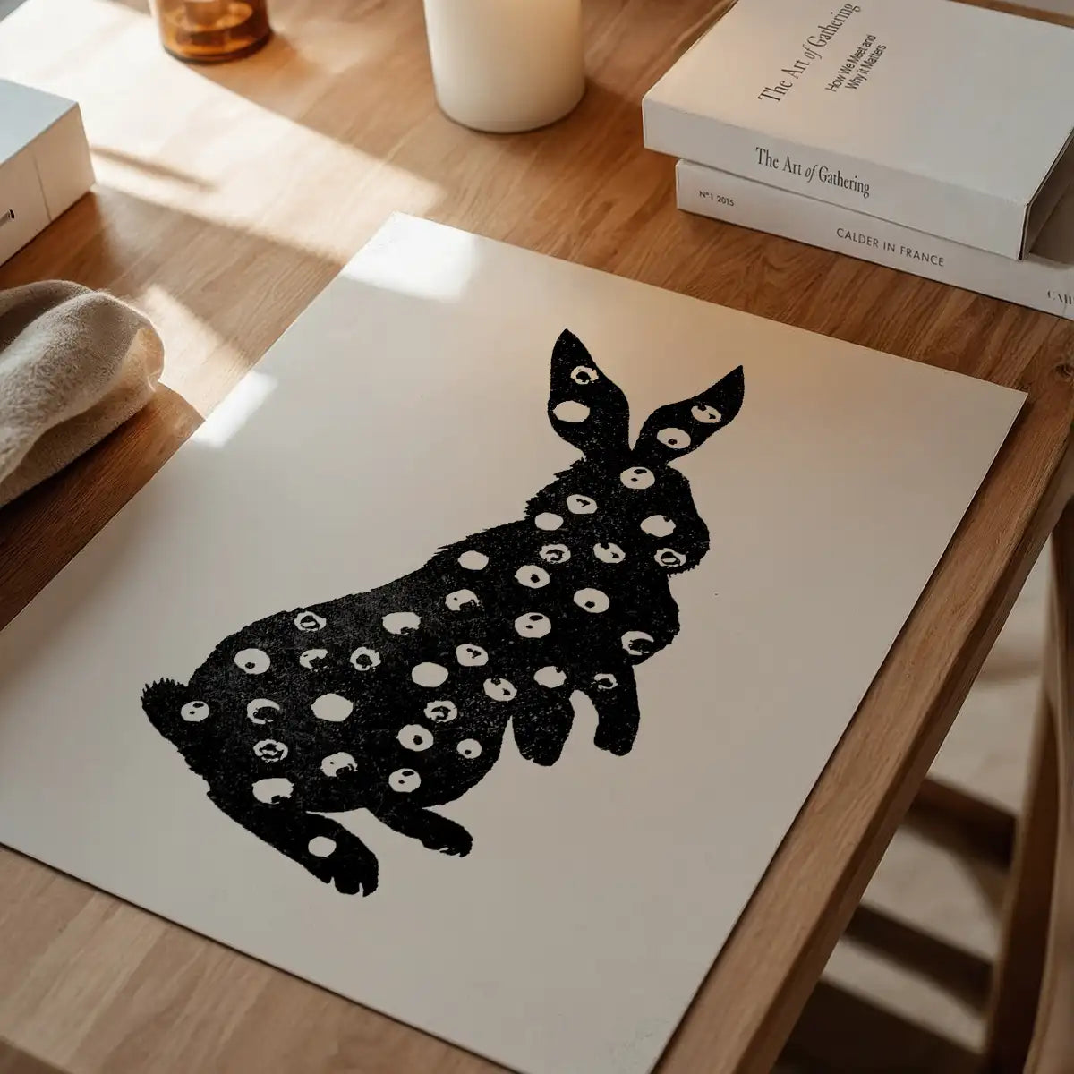 Bunny Rabbit Silhouette Polkadot Print