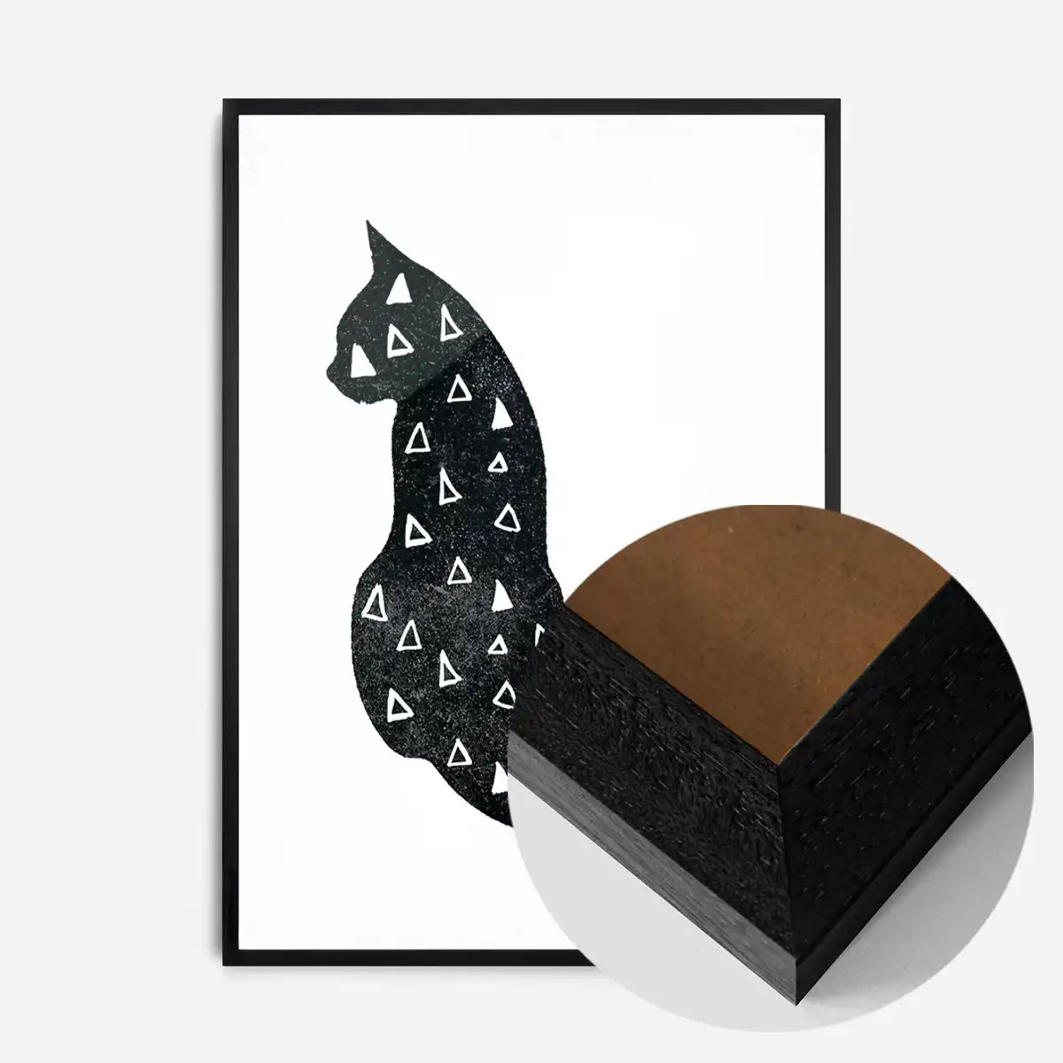 Cat Silhouette Triangles Print
