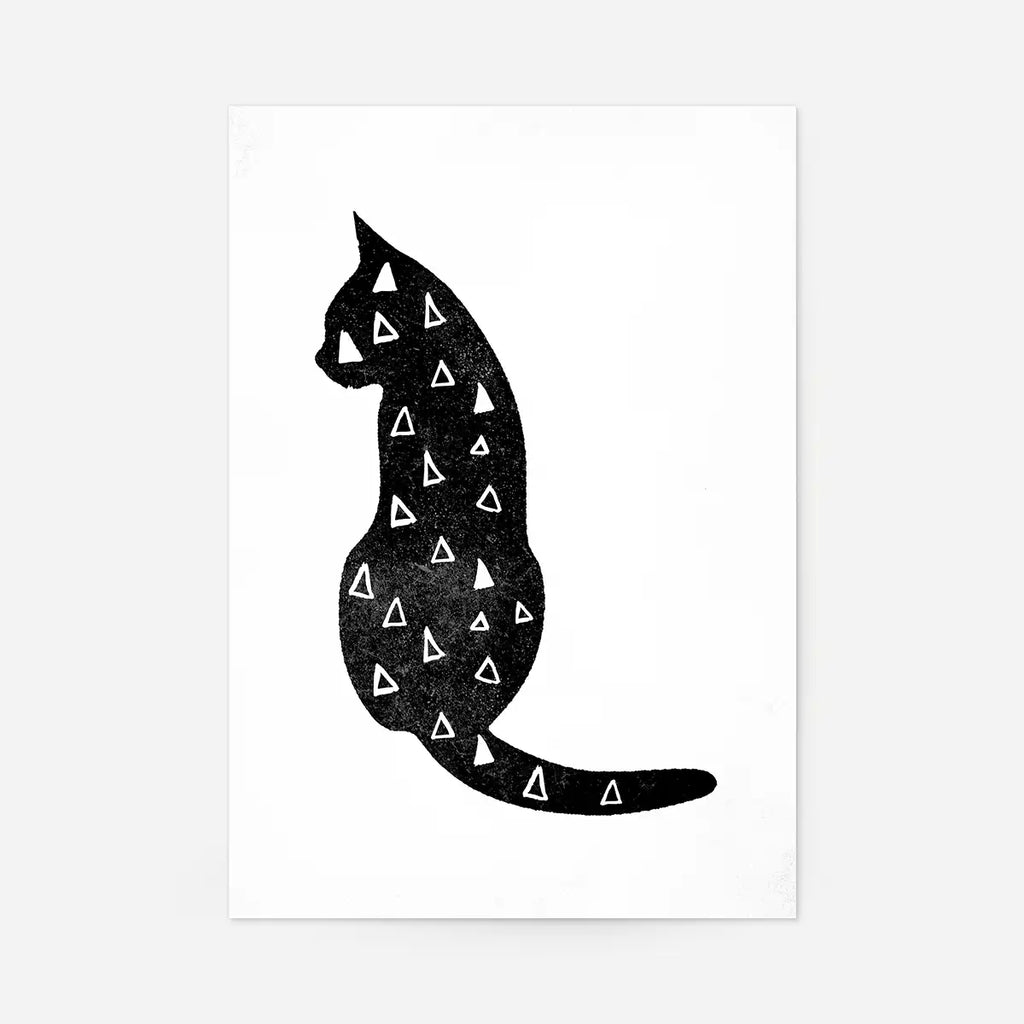 Cat Silhouette Triangles Print