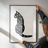 Cat Silhouette Triangles Print