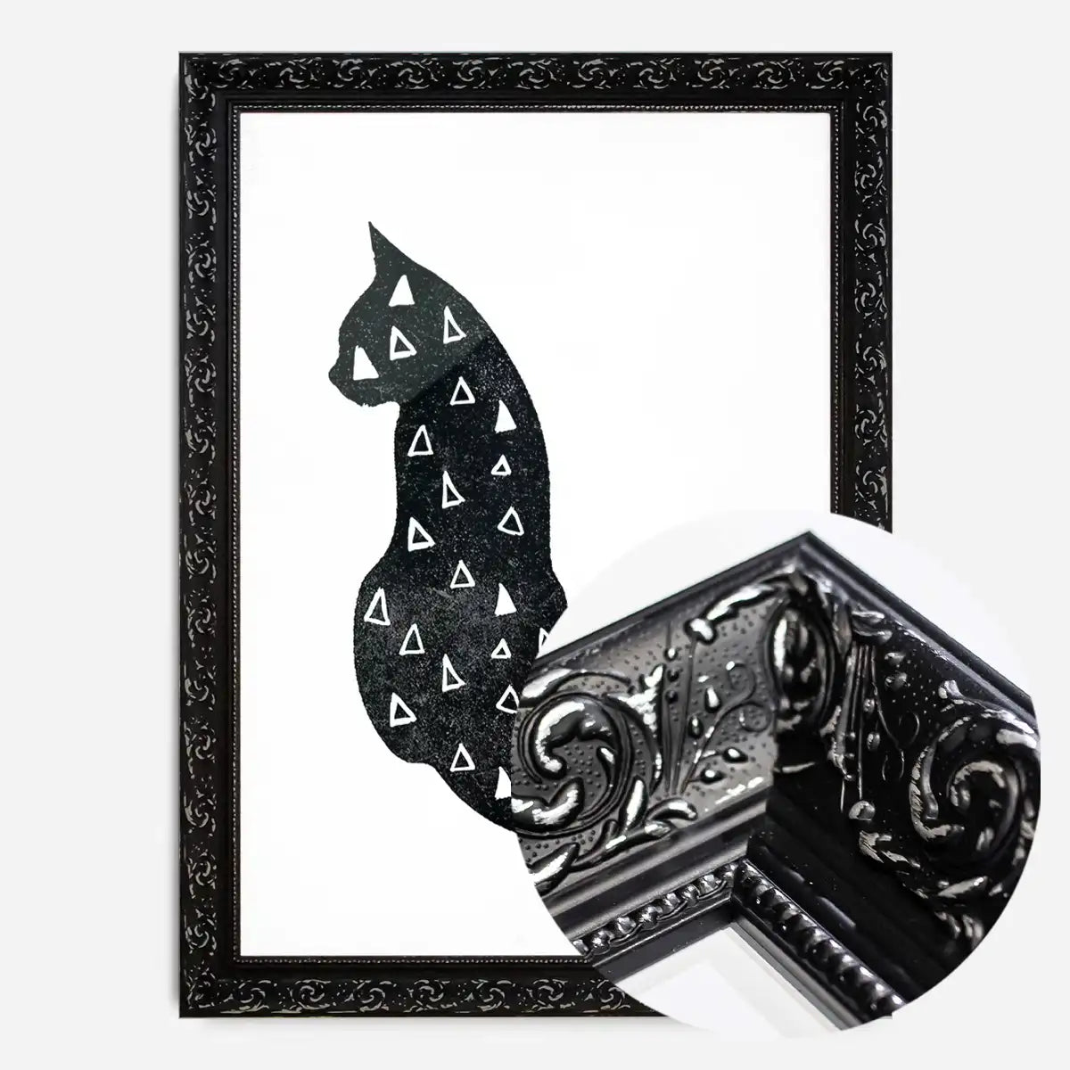 Cat Silhouette Triangles Print