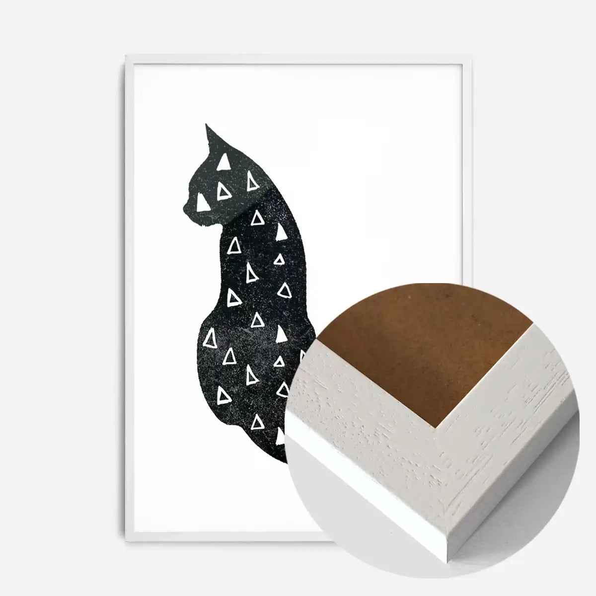 Cat Silhouette Triangles Print