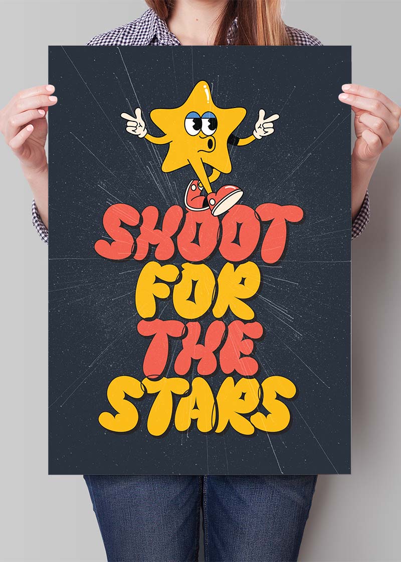 Shoot For The Stars Kids Quote Print