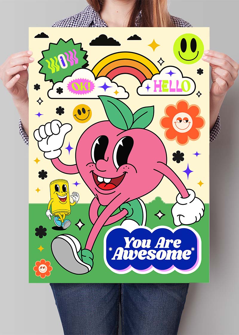 You Are Awesome Neon Type Print