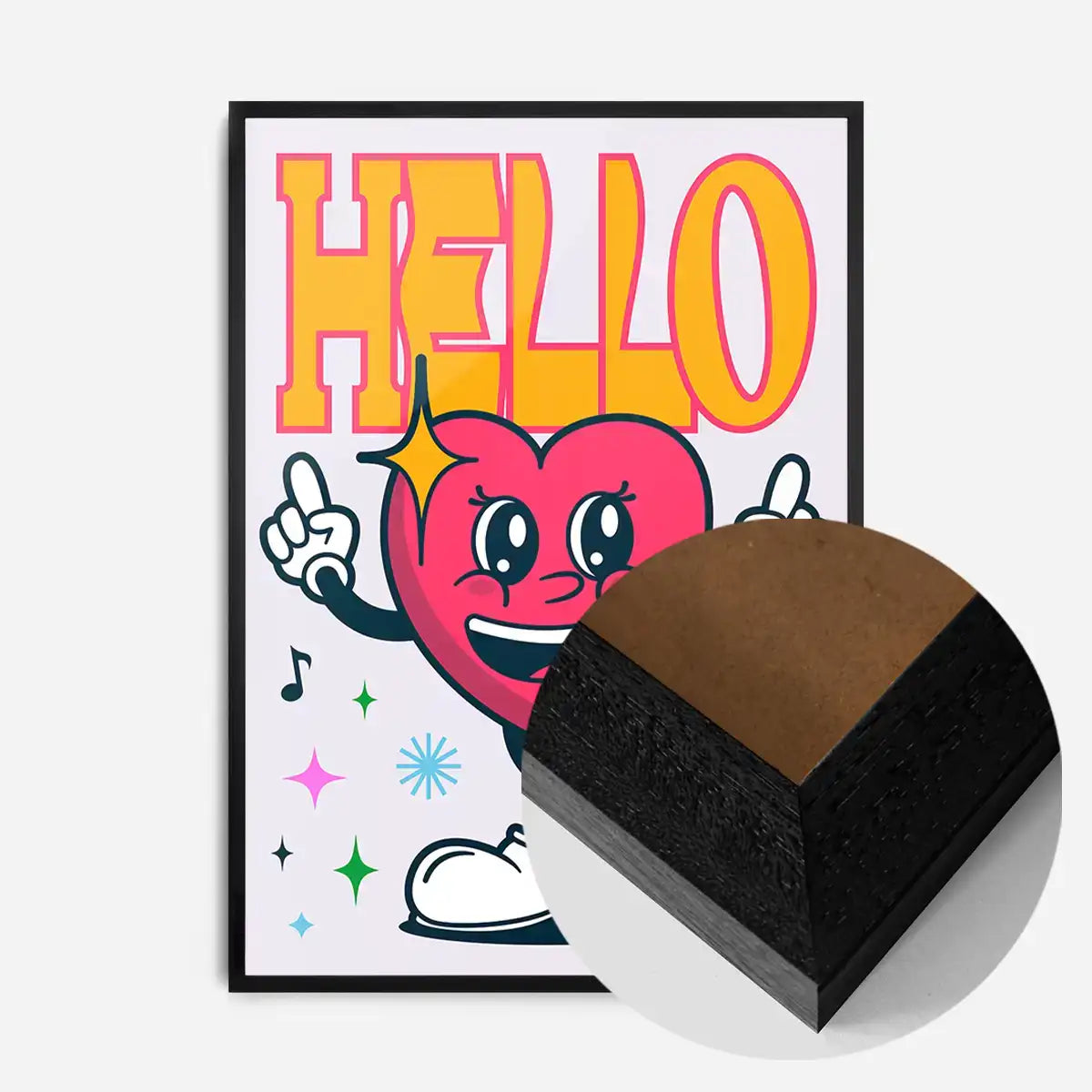 Hello Heart Cartoon Kids Print