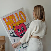 Hello Heart Cartoon Kids Print