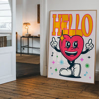 Hello Heart Cartoon Kids Print