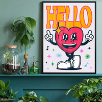 Hello Heart Cartoon Kids Print