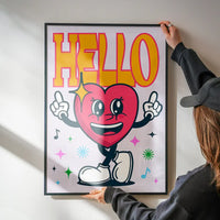 Hello Heart Cartoon Kids Print