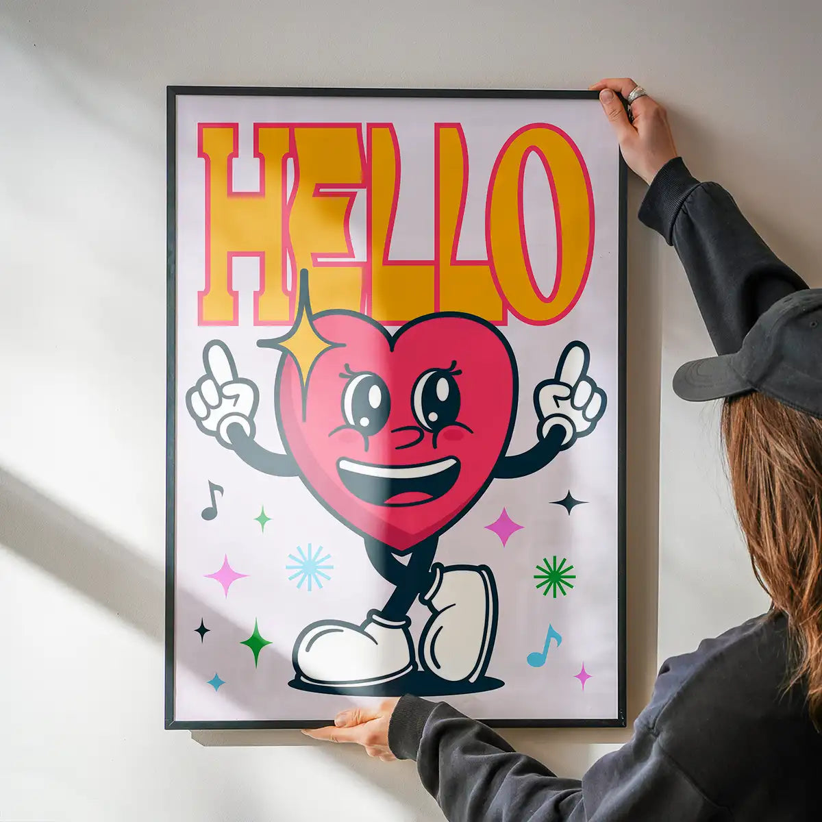 Hello Heart Cartoon Kids Print