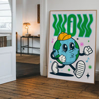 Wow Earth Cartoon Kids Print