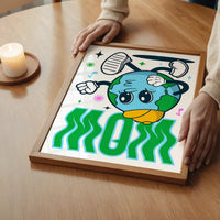 Wow Earth Cartoon Kids Print
