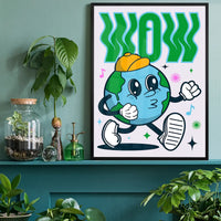 Wow Earth Cartoon Kids Print