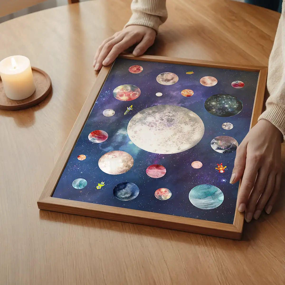Space Watercolour Style Kids Print