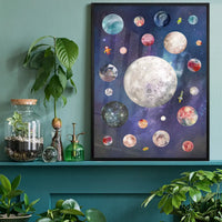 Space Watercolour Style Kids Print