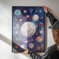 Space Watercolour Style Kids Print
