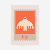 Fly Postage Stamp Style Kids Print