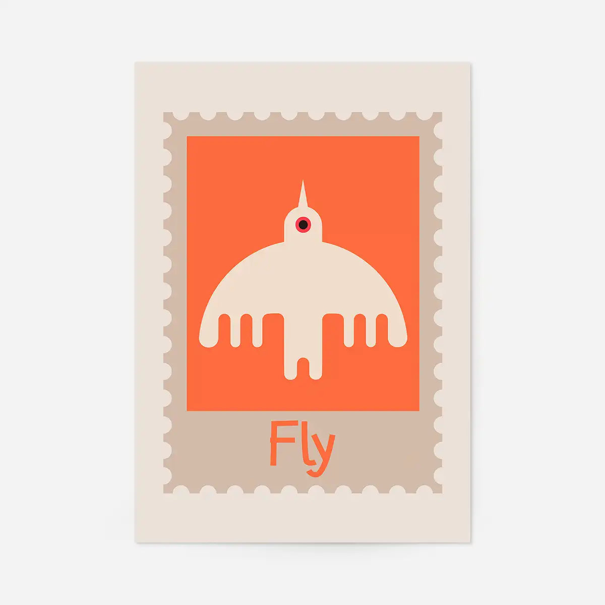 Fly Postage Stamp Style Kids Print