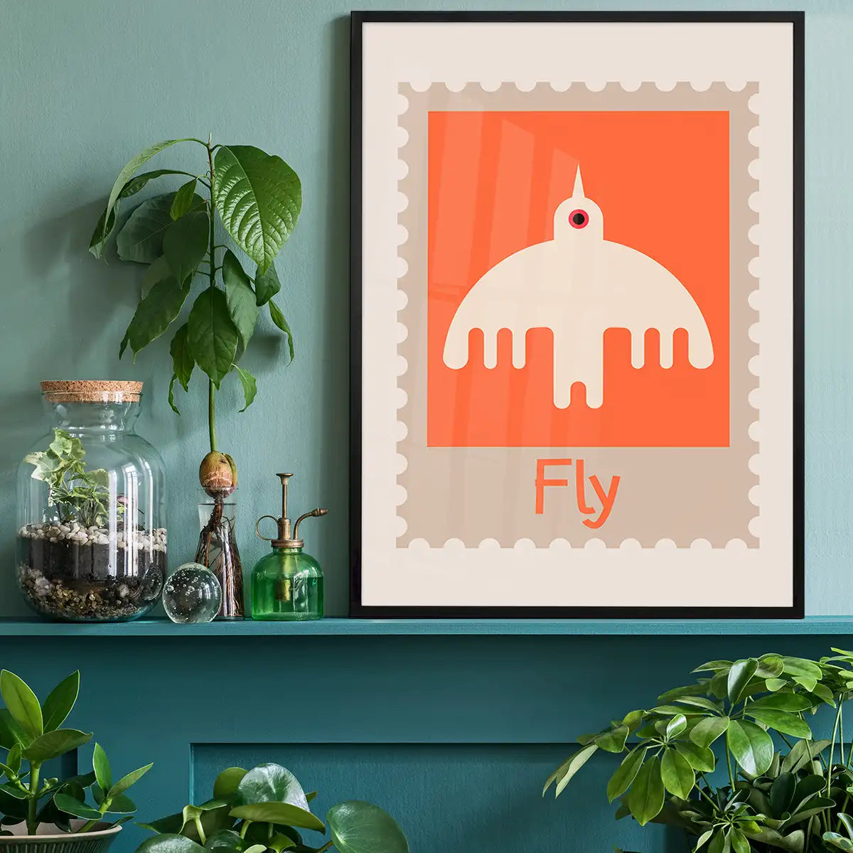 Fly Postage Stamp Style Kids Print