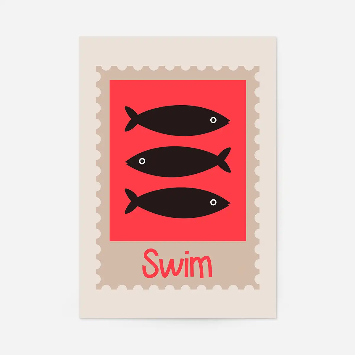 Swim Postage Stamp Style Kids Print