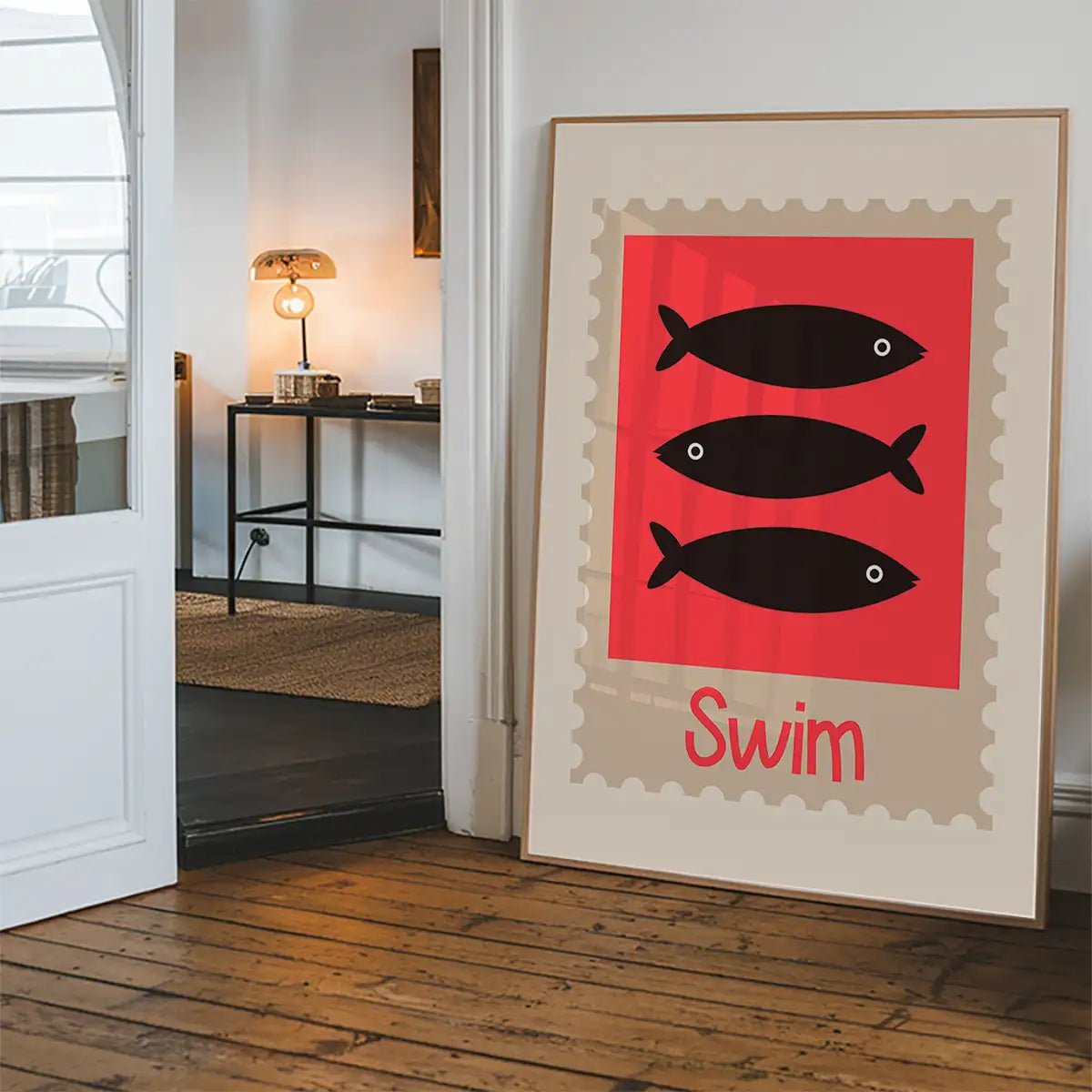 Swim Postage Stamp Style Kids Print