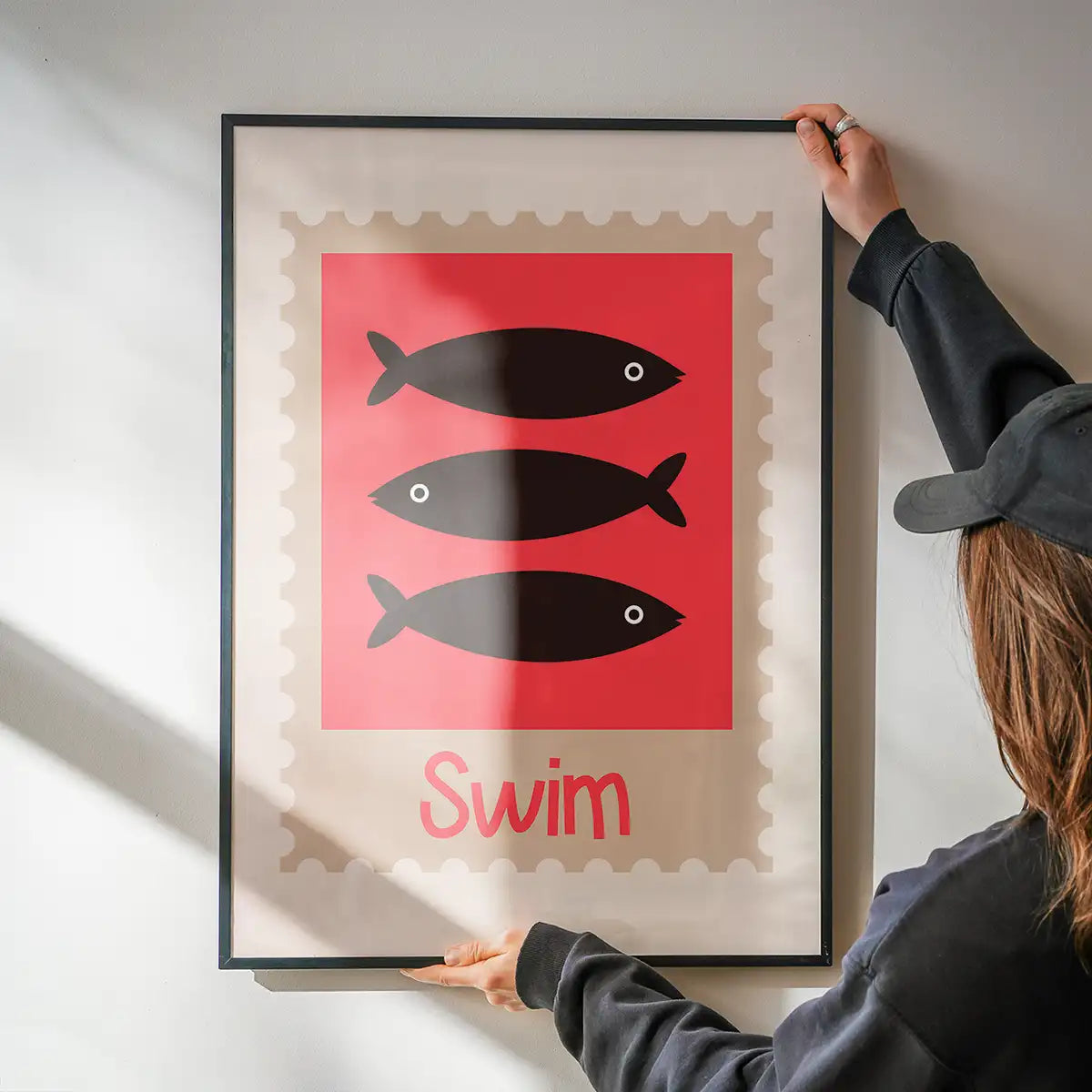 Swim Postage Stamp Style Kids Print