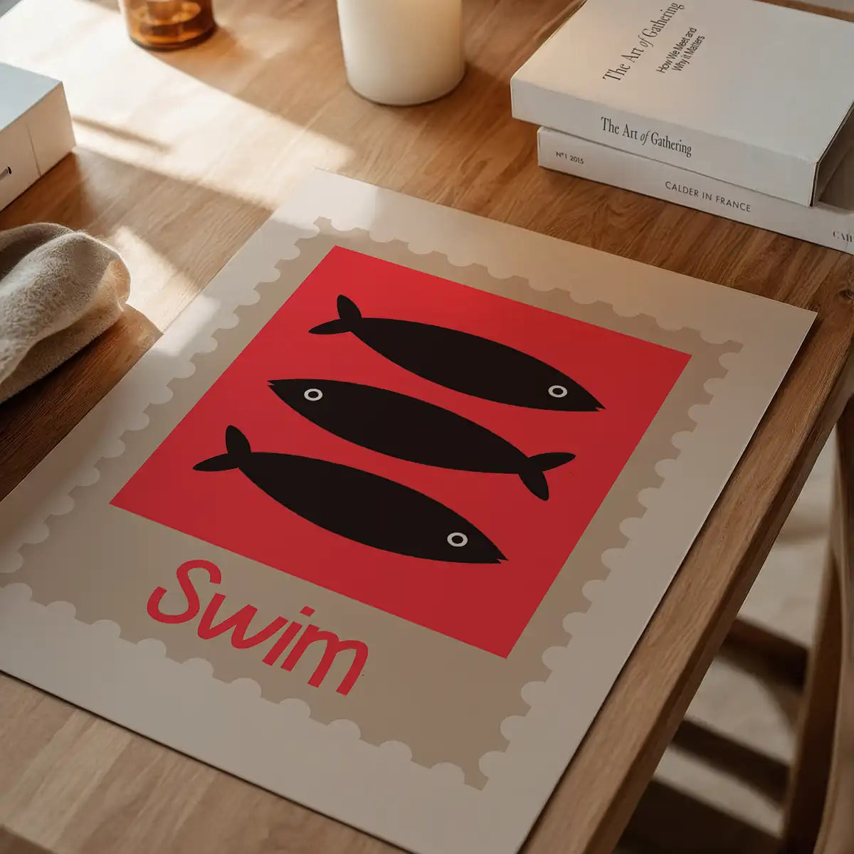 Swim Postage Stamp Style Kids Print