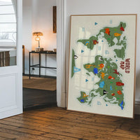 Illustrated World Map Educational Kids Print