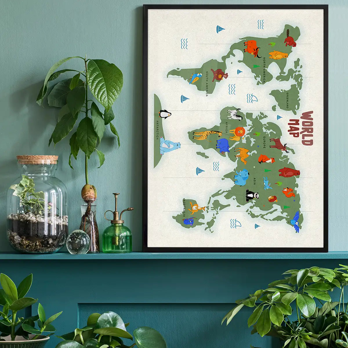 Illustrated World Map Educational Kids Print