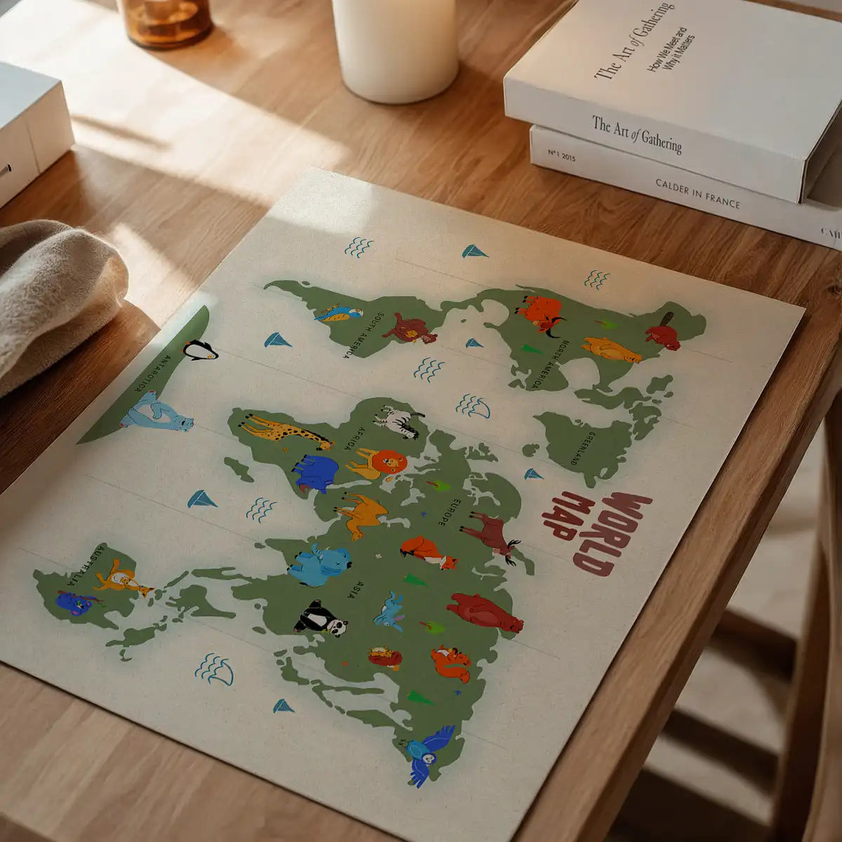 Illustrated World Map Educational Kids Print