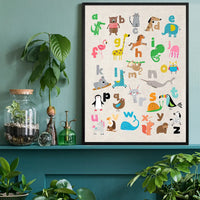 Animal Alphabet Illustrated Print