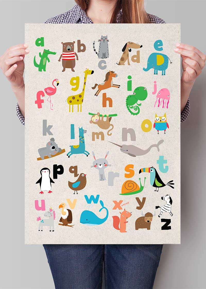 Animal Alphabet Illustrated Print