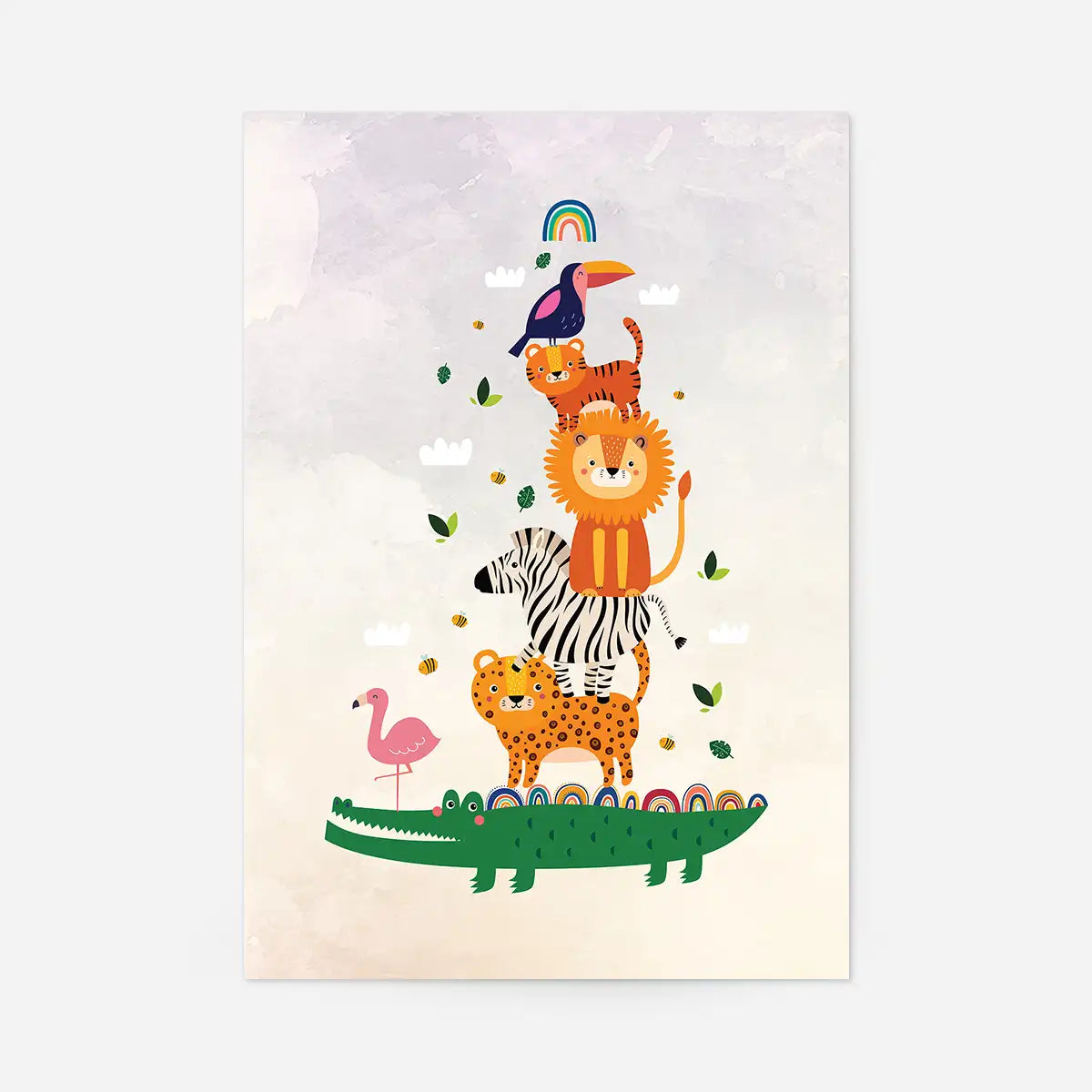 Pile of Animals Kids Illustration Print