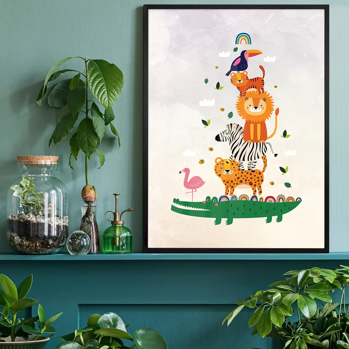 Pile of Animals Kids Illustration Print