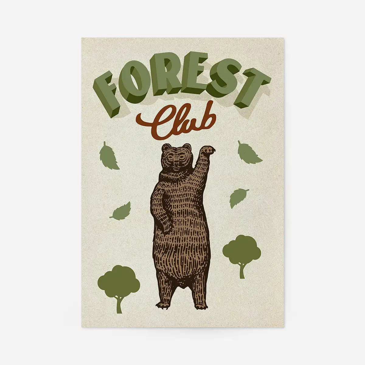 Forest Club Bear Illustration Kids Print