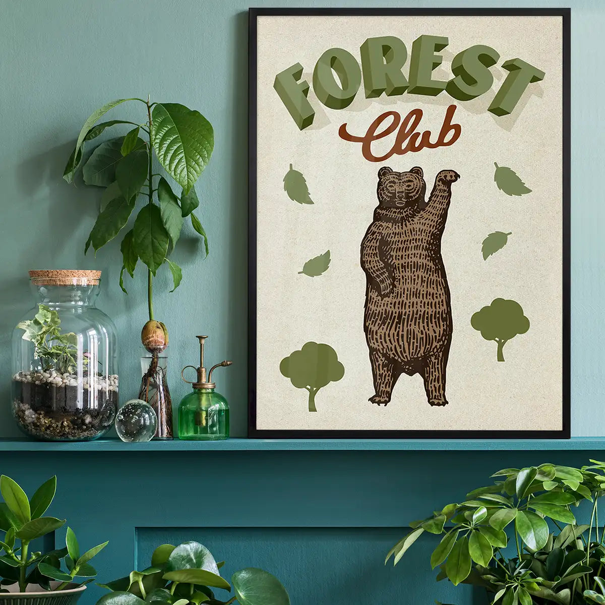 Forest Club Bear Illustration Kids Print