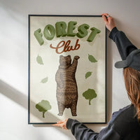 Forest Club Bear Illustration Kids Print