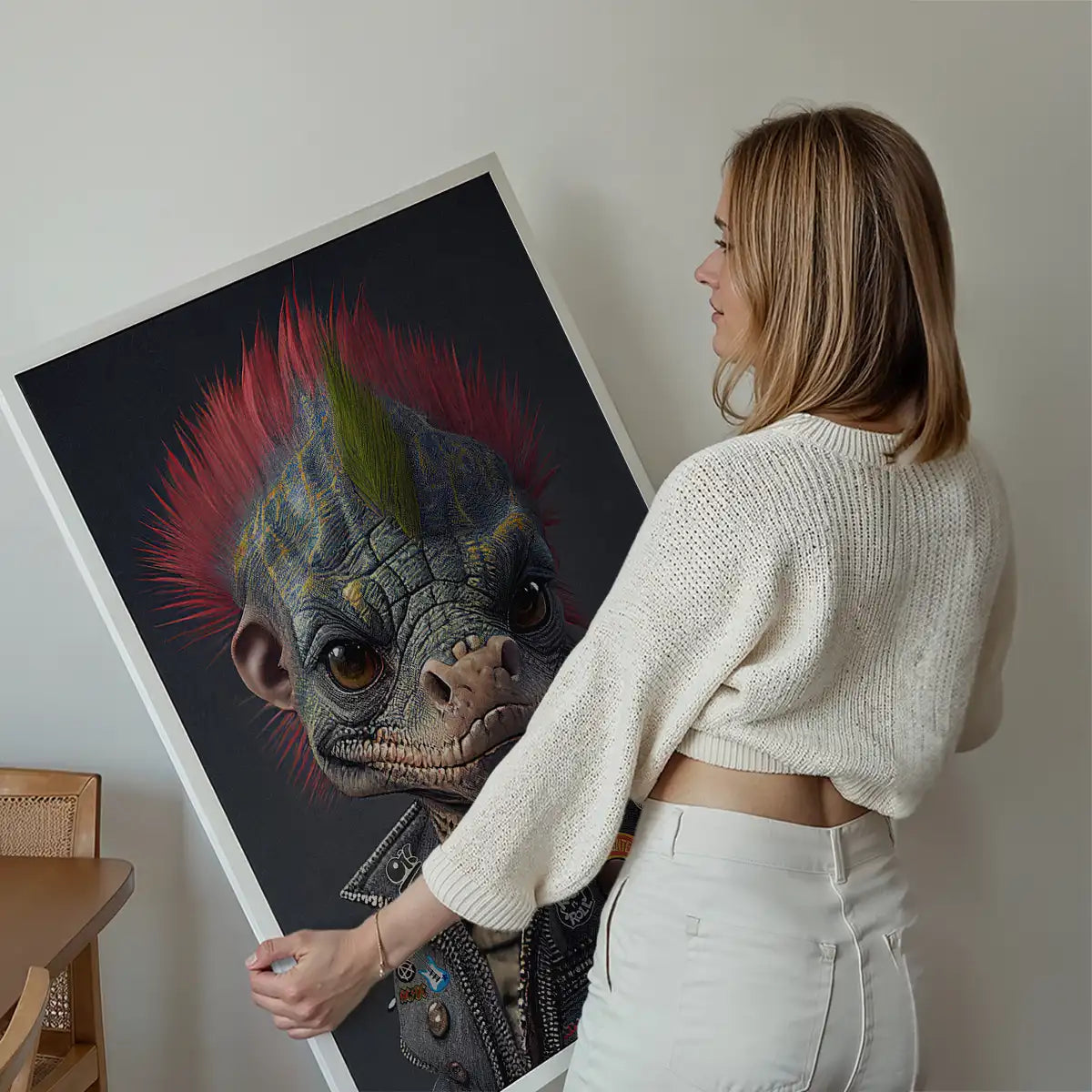 Dinosaur Punk Kids Animal Portrait Print