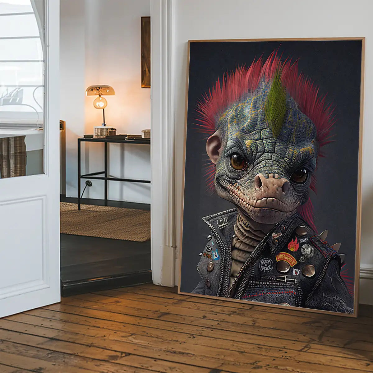 Dinosaur Punk Kids Animal Portrait Print