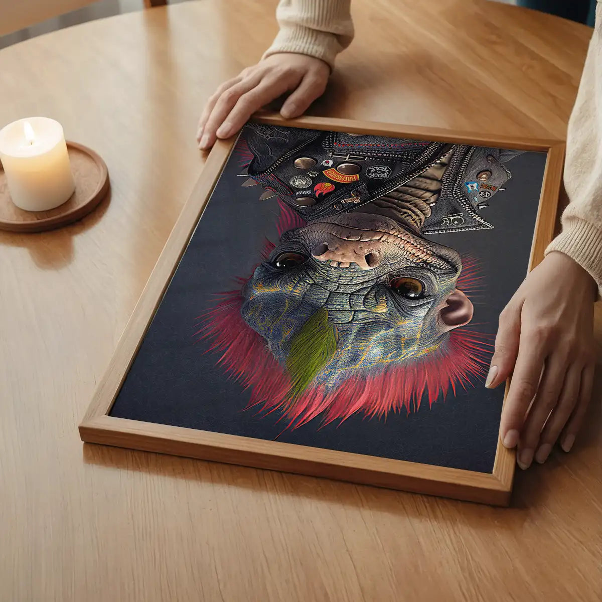 Dinosaur Punk Kids Animal Portrait Print