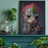Dinosaur Punk Kids Animal Portrait Print