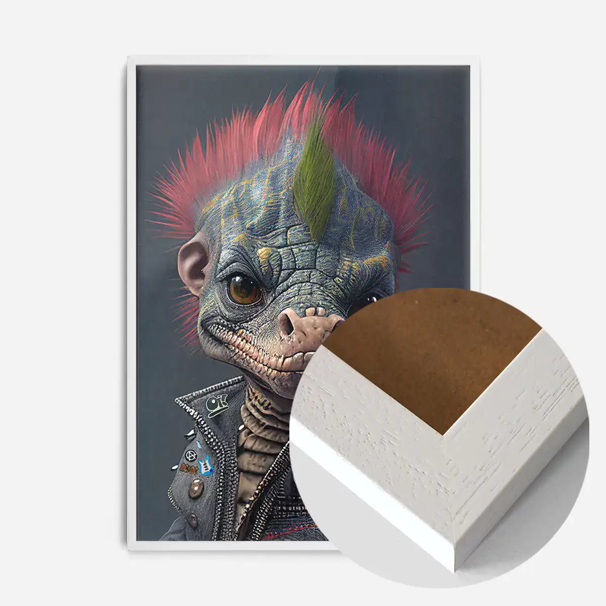 Dinosaur Punk Kids Animal Portrait Print