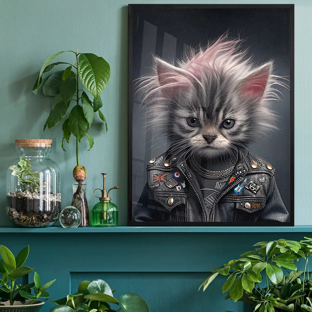 Kitten Punk Kids Animal Portrait Print