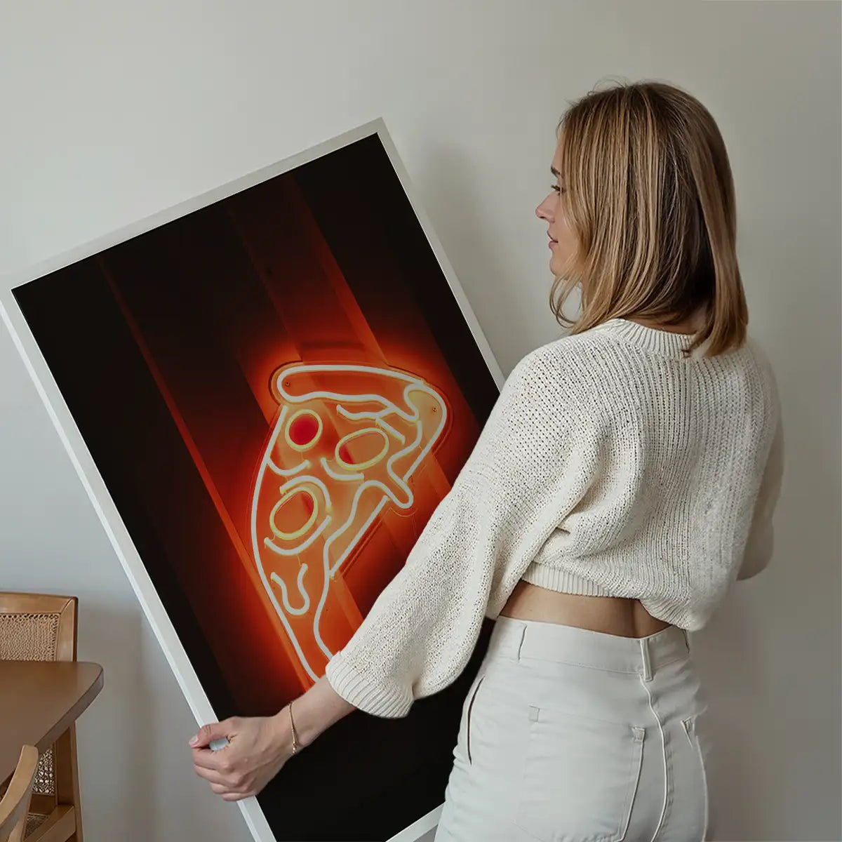 Neon Pizza Slice Print