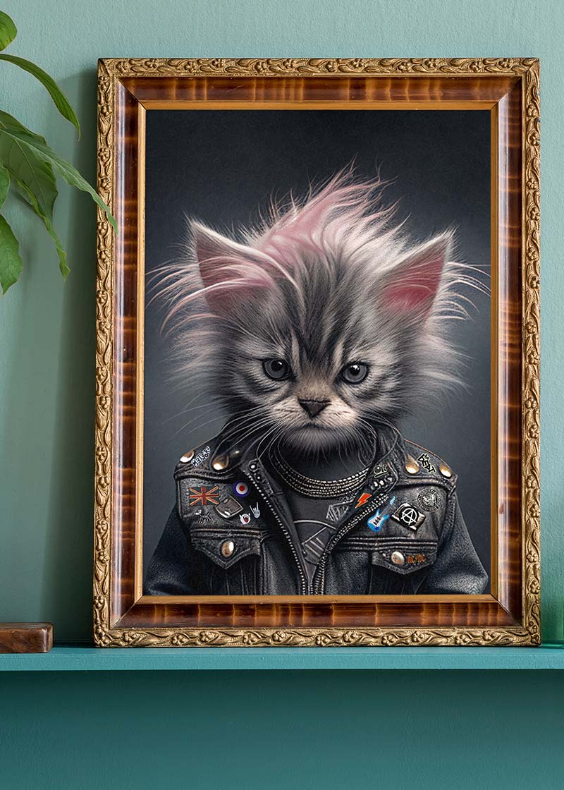 Kitten Punk Kids Animal Portrait Print