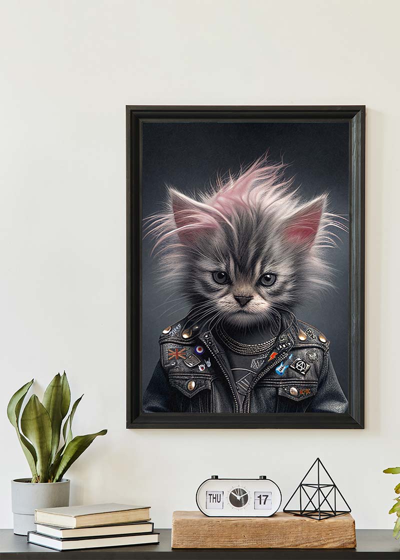 Kitten Punk Kids Animal Portrait Print