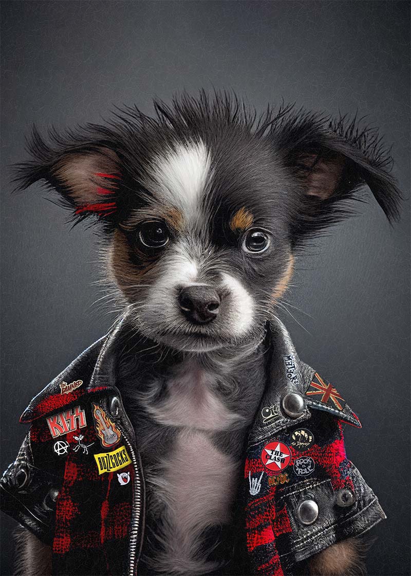 Puppy Punk Kids Animal Portrait Print
